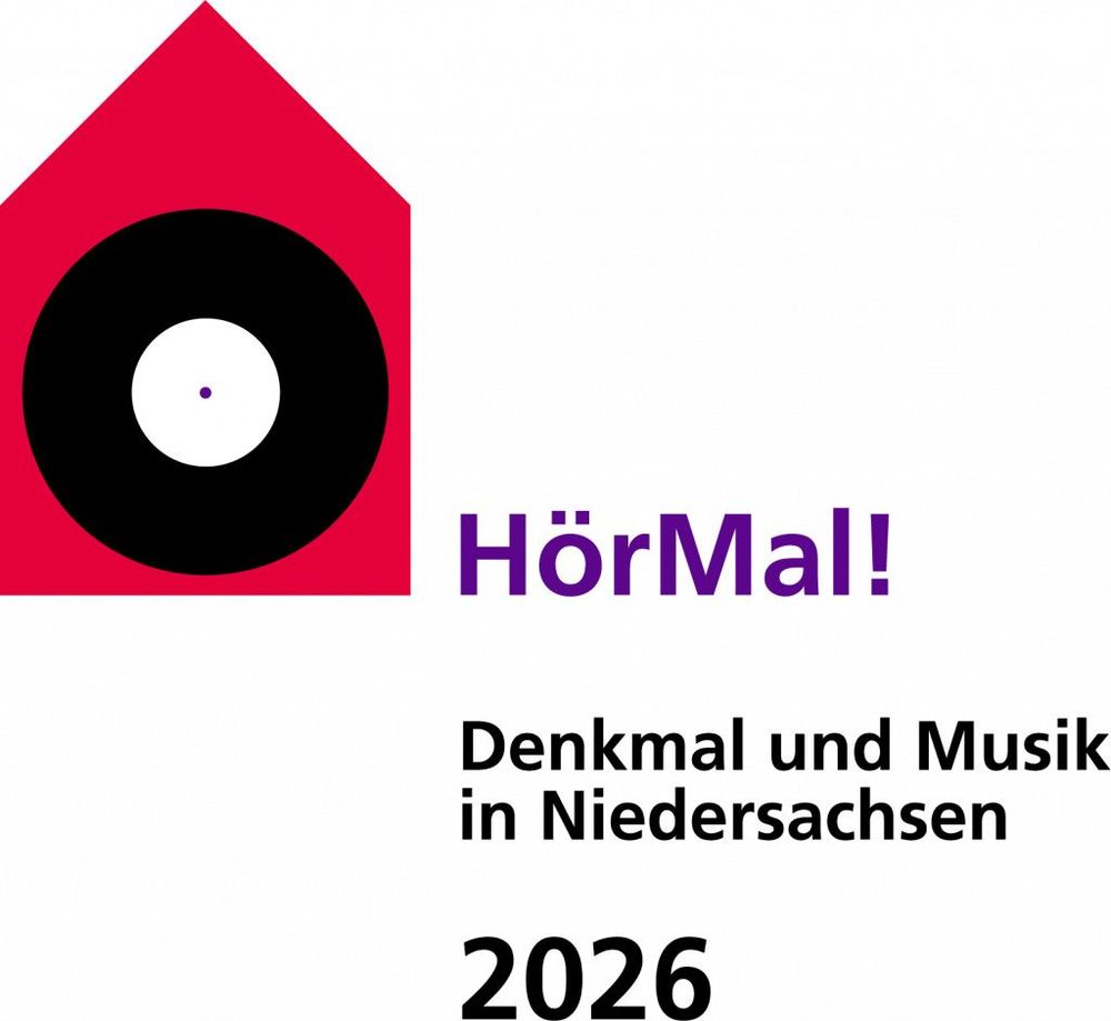 Logo der Veranstaltungsreihe HörMal! Denkmal und Musik in Niedersachsen 2026, organisiert vom Niedersächsischen Landesamt für Denkmalpflege